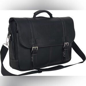 Kenneth Cole Reaction Black Leather Messenger Bag